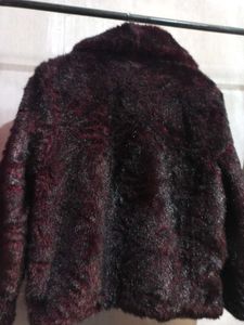 Burgundy Faux Fur Coat