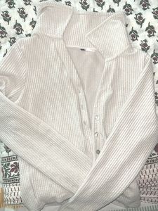 Cream Corduroy Button-Up Top (xs-s)