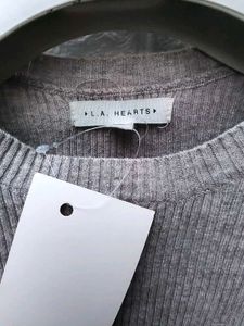 New with tag Korean Striped Knit Cropped Top