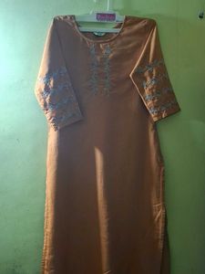 Pure Cotton Silk Branded Hand Embroidery Kurti, XL