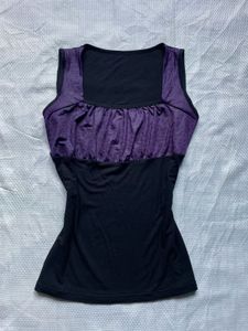 Sleek Square Neck Purple &amp; Black Tank Top