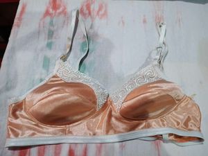 Vintage Satin Lace Trim Bra