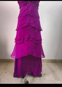 Stunning Purple Beaded Tiered Gown