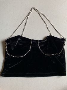Na-kd Embellished Velvet Top