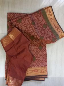 Cotton Saree With Stitched Blouse