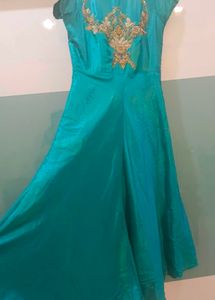 Elegant Teal Embroidered Gown