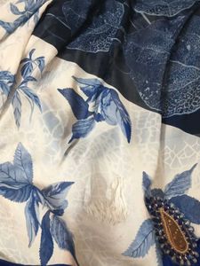 Blue Floral Saree with Velvet Border
