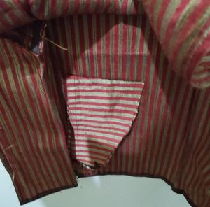 Red And Gold Striped Kurta