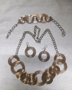 Retro Statement Jewelry Set Wire Hoops Partywear