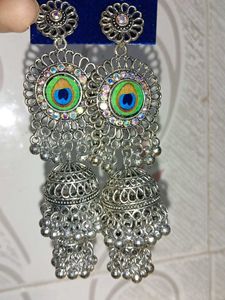 Elegant Peacock Design Jhumka Earrings