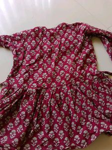 Maroon Floral Print Kurta