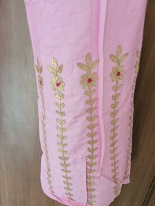 Pink Embroidered Palazzo Pants