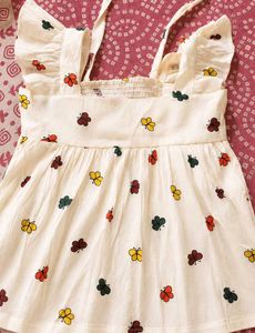 Cute Cream Butterfly Print Dress