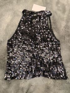 Sparkling Sequin Halter Neck Top