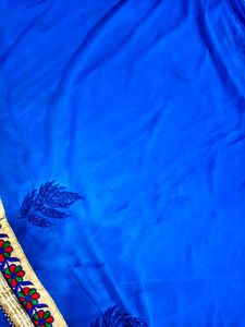 Vibrant Royal Blue Embroidered Saree