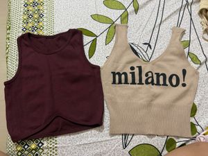 Set of 2 Trendy Crop Tops