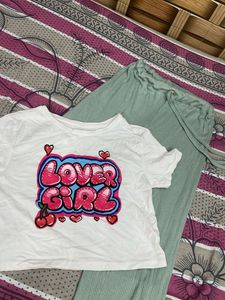 Cute "Lover Girl" T-shirt and Pants Set