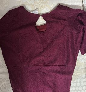 Maroon Lace Ethnic Gown