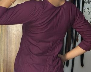 Maroon Kurta with White Embroidery