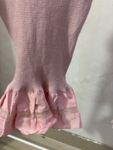 Pink Ruffle Trim Knit Top
