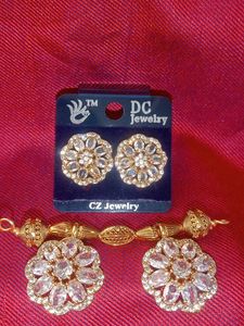 Stunning CZ Stud Earrings and Pendant Set