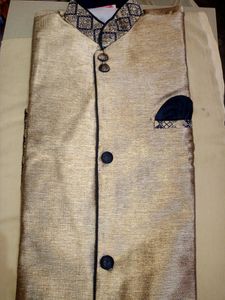 Boys' Sherwani Set - Gold &amp; Navy