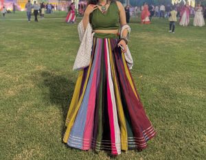 Vibrant Striped Lehenga Choli Set