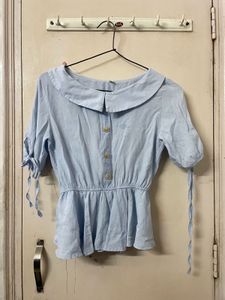 Light Blue Peplum Top