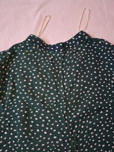 Stylish Green Dotted Button-Up top