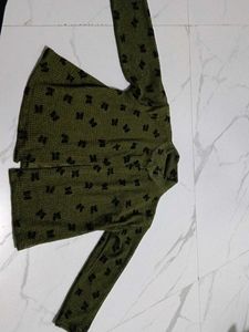 Olive Green Floral Print Crop Top