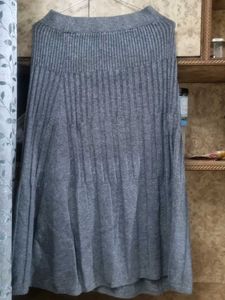 Gray Knit Midi Skirt