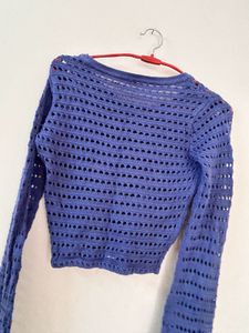 Stylish Blue Cropped crochet top