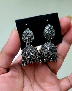 Elegant Oxidised Jhumka Earrings