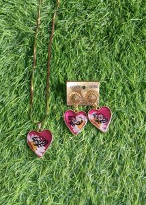 Customized Name Heart Pendant &amp; Earring Set
