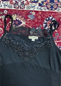 Comfortable Black Lace Camisole &amp; Purple Shorts Se