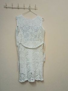 White Lace V-Neck Dress