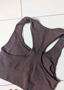 H&amp;M Ribbed Brown Sports Bra