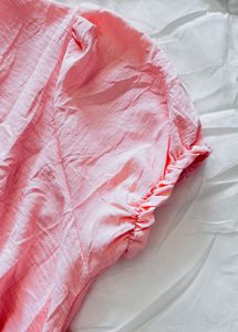 Pink Wrap Dress with Ruffle Hem