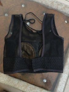 Elegant Black Sheer Padded Blouse