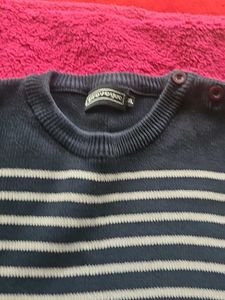 Navy &amp; White Striped Knit Sweater