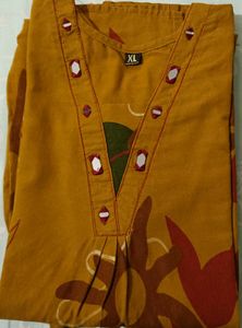 Women's Ethnic Mustard Kurta and Pants Set