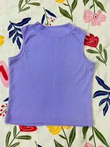 Lavender Ribbed Mock Neck Tank Top