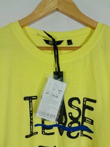 Yellow Printed Oversized T-Shirt For Women's