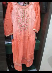Elegant Peach Embroidered 3 piece set