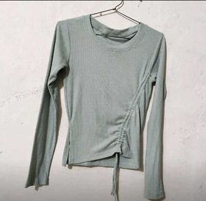 Ruched Drawstring Long Sleeve Top