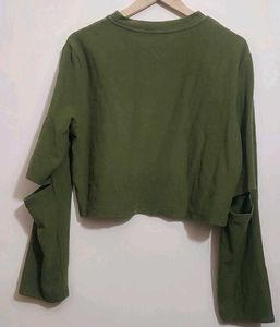 Olive Green Cropped Top For 36 Bust