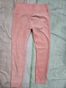 Girls Pink Velvet Leggings