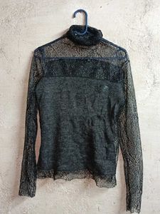 Sheer Turtleneck Long Sleeve Top