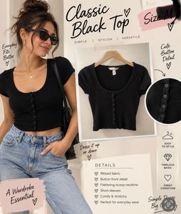 H&amp;M Ribbed Button-Up Cropped Top