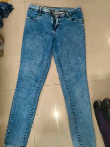Womens Blue Acid Wash Jeans